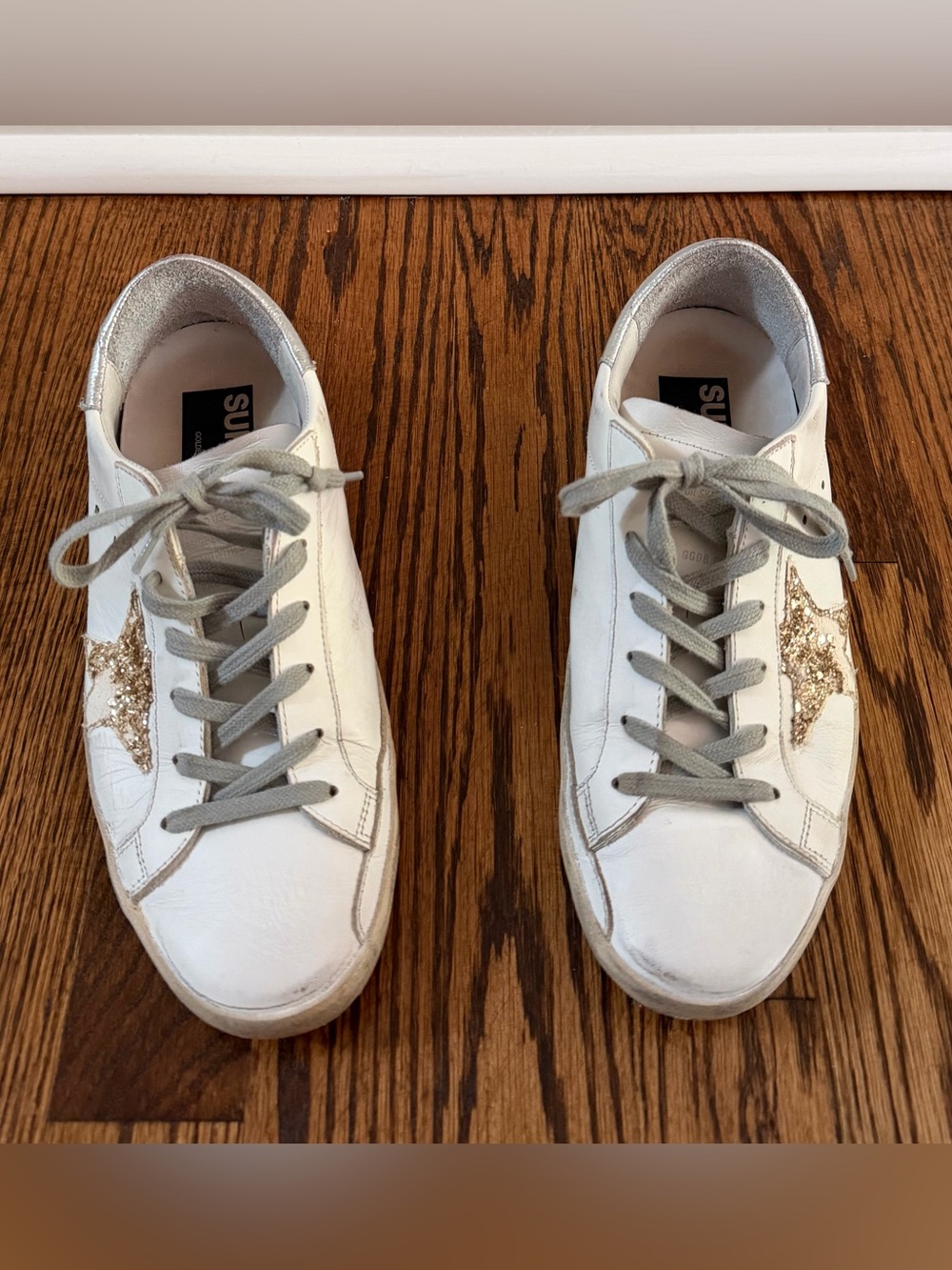 Golden Goose Super Star Sneaker with Gold Glitter Star Accent - 38 - Picture 2 of 7